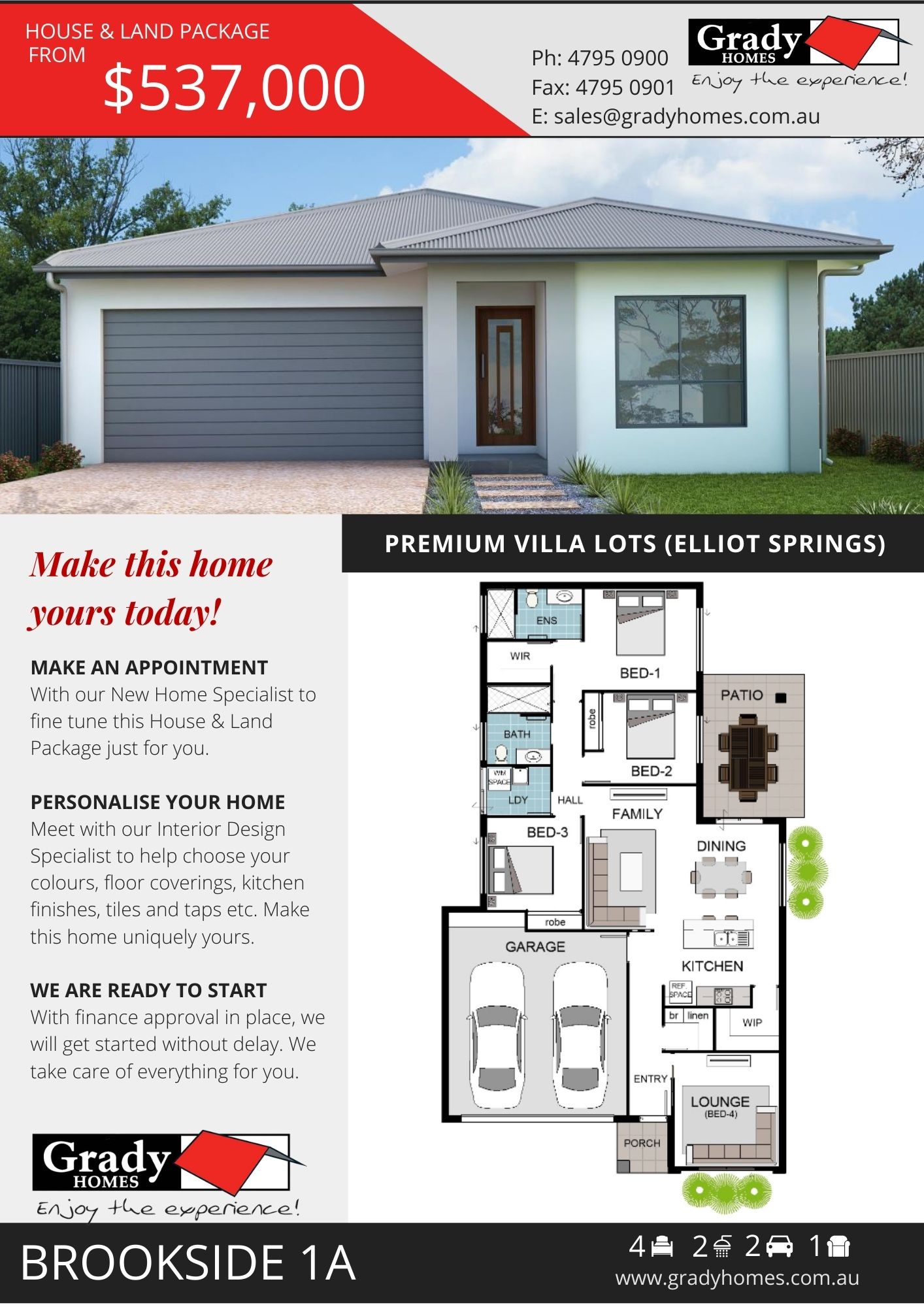 Brookside 1A, Premium Villa Lots, Julago (Elliot Springs) · Grady Homes