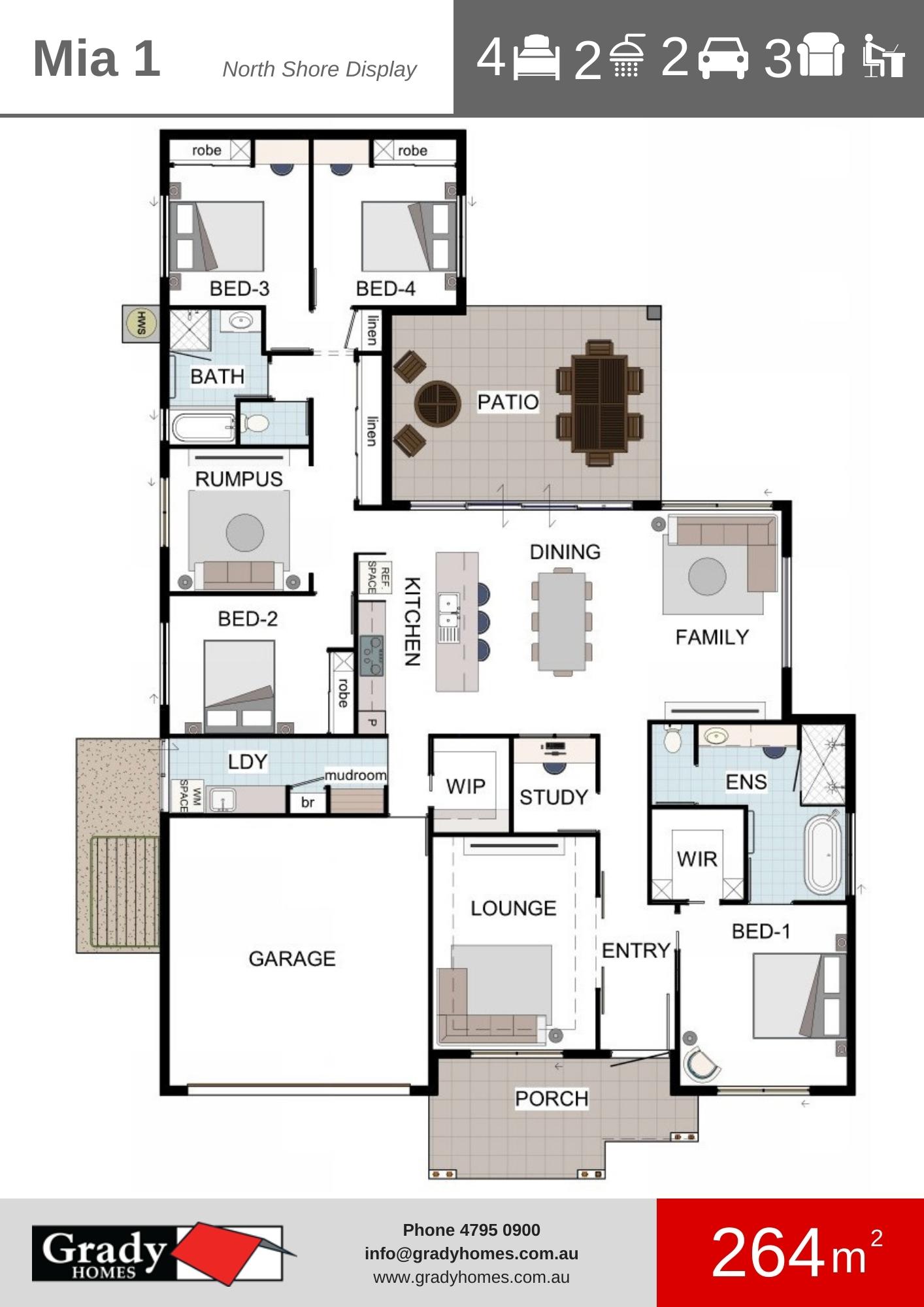 Mia 1 North Shore Display - Grady Homes Floor Plan Brochure (1)